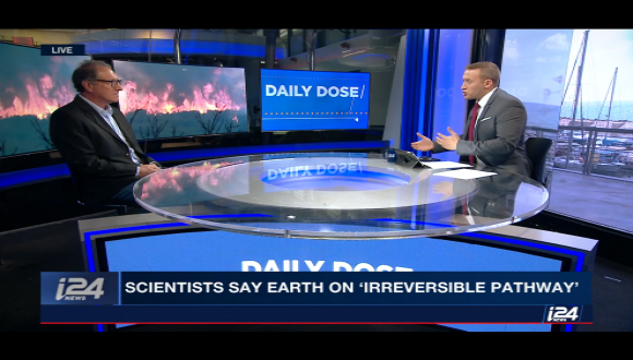 פרופ' קולין פרייס בראיון בערוץ הטלוויזיה i24 News על התחממות האקלים הגוברת 
